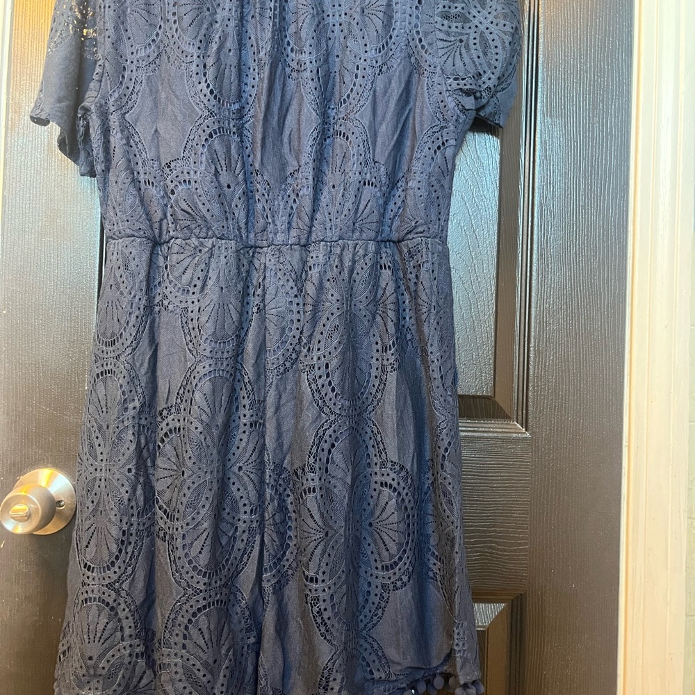 BloomChic Navy Blue Romper Lace Detail with Pockets Size 14 NWT - Picture 7 of 7